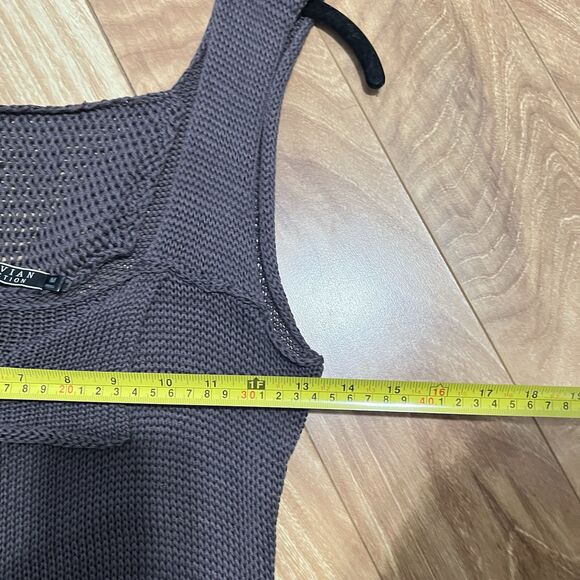 Peruvian Connection Crochet Dress Size M Gray Kniy Beachy Distressed Resortwear - Picture 5 of 7